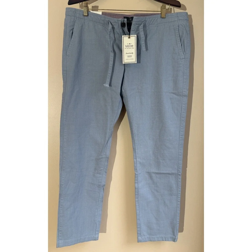 Scotch & Soda Mott Super Slim Fit Chino Pants Men's 36 Light Blue Drawstring NWT